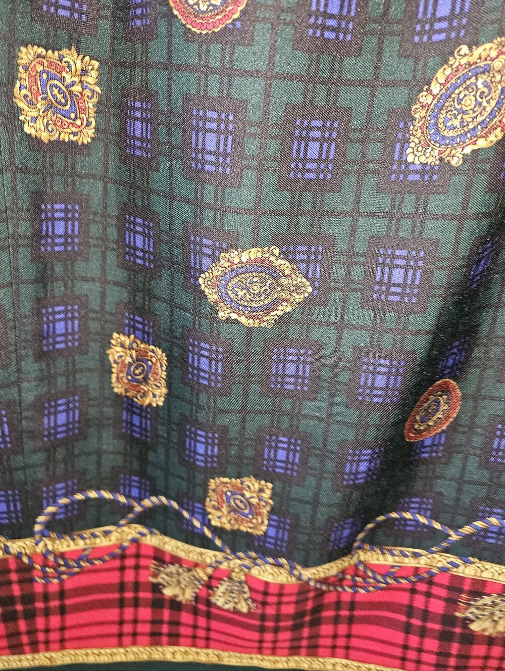 Vintage Talbots 100% Silk Paisley Plaid baroque Skirt Size 8 – Classic .midi - Picture 7 of 9